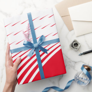 Geometrische patronen kerstrood wit cadeaupapier