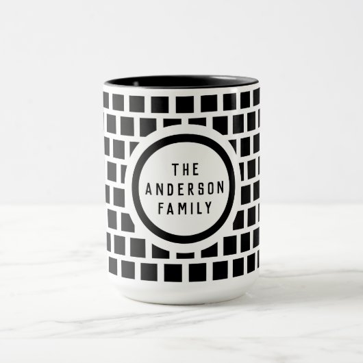 Geometrische patronen Moderne Mok in zwart-wit (Midden)