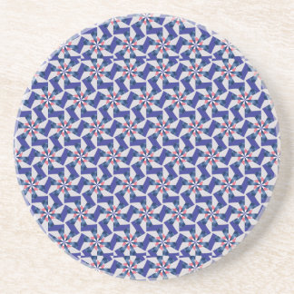 Geometrische patronen - Rood en Blauw Pinwheel Coa Zandsteen Onderzetter