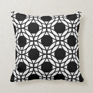 Geometrische patronen voor zwarte en witte cirkels kussen