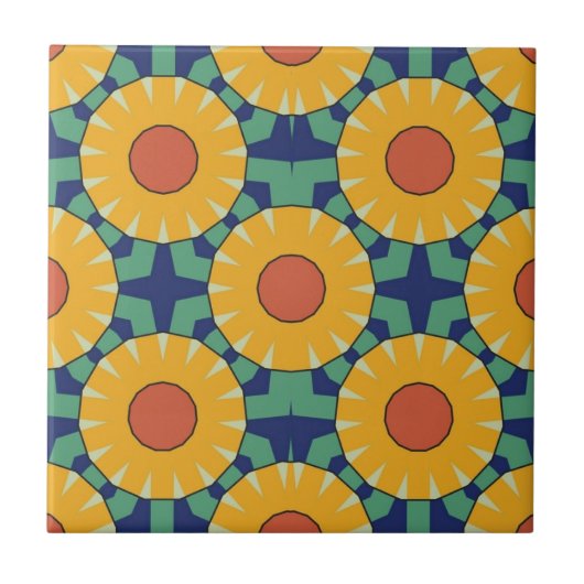 Geometrische patroonschaduwen van Sinaasappel op g Tegeltje (Voorkant)