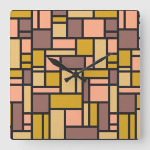 Geometrische patroonwandklok vierkante klok