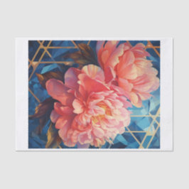 Geometrische Peony Art voor Decoupage Blauwe Achte Tissuepapier
