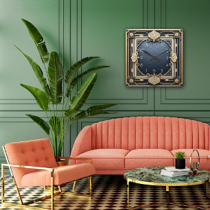 Geometrische perfectie in Art Deco Vierkante Klok