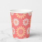 Geometrische perziken en crème bloemmotief papieren bekers (Rechts)