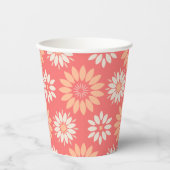 Geometrische perziken en crème bloemmotief papieren bekers (Voorkant)