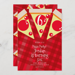 Geometrische Pizza Slices Party Red Birthday Kaart