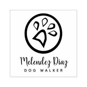 Geometrische pootafdruk Modern Dog Walker Logo Rubberstempel