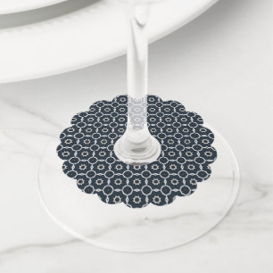 Geometrische print wijnglaslabel