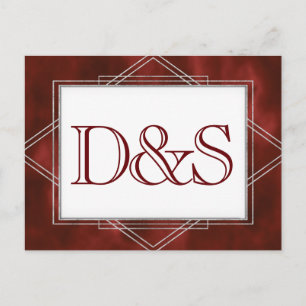 Geometrische Red Art Deco Moderne RSVP-maaltijdk Uitnodiging Briefkaart