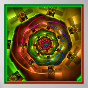 Geometrische Regenboog Fractal Poster