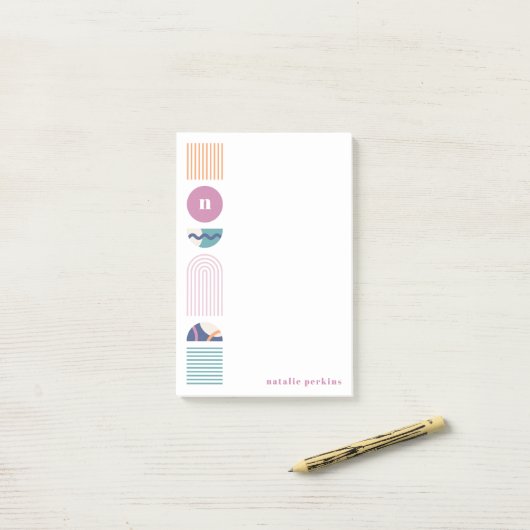 Geometrische regenboogmonogram, na-it notities - P Post-it® Notes (Op bureau)