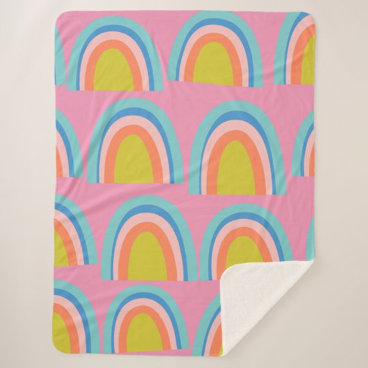 Geometrische regenboogpatronen afspelen in helder sherpa deken (Voorkant)