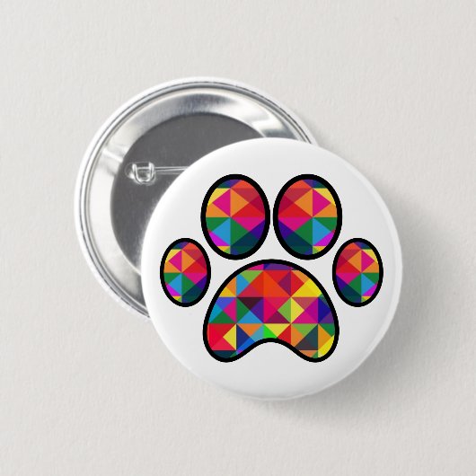 Geometrische regenboogpaw afdrukken ronde button 5,7 cm (Voorkant /achterkant)