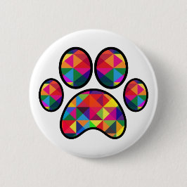 Geometrische regenboogpaw afdrukken ronde button 5,7 cm