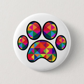 Geometrische regenboogpaw afdrukken ronde button 5,7 cm