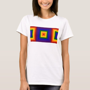 Geometrische regenboogpleinen T-shirt