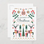 Geometrische rendier Kerstmis Feestdagenkaart (Voorkant / Achterkant)
