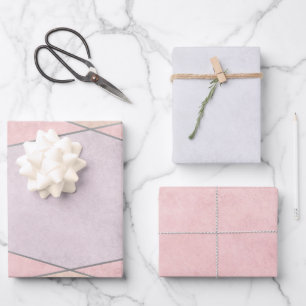 Geometrische rendy Roos Gold Pink Silver Inpakpapier Vel