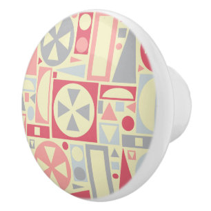 Geometrische Retro 1950s Mideeuwse Moderne Roze Keramische Knop