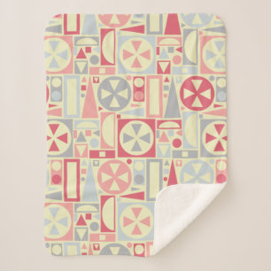 Geometrische Retro 1950s Mideeuwse Moderne Roze Sherpa Deken