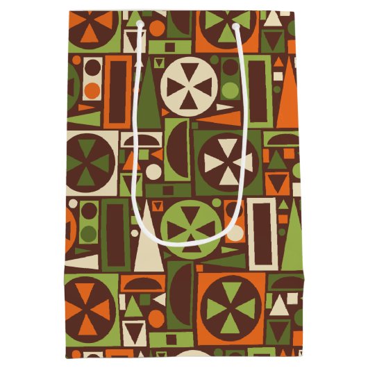 Geometrische Retro 50s Mid-Century Modern Abstract Medium Cadeauzakje (Achterkant)