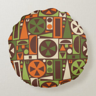 Geometrische Retro 50s Mid-Century Modern Abstract Rond Kussen
