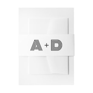 Geometrische Retro Art Deco Bruiloft Monogram Uitnodigingen Wikkel