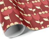 Geometrische Retro Bloem Bauhaus Maroon Verjaardag Cadeaupapier (Rol Hoek)