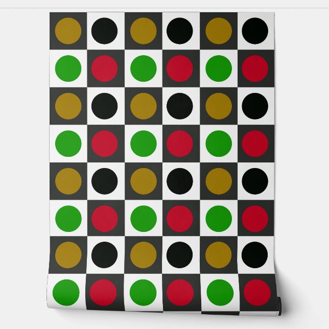 Geometrische retro cirkel Stippen patroon Behang (Afrollen)