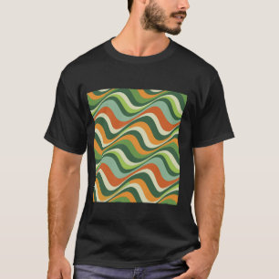 Geometrische retro golf strepen groene tinten opti t-shirt