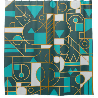 Geometrische retro: minimalistisch kunstwerk Poste Douchegordijn