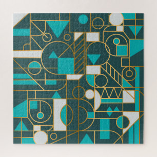 Geometrische retro: minimalistisch kunstwerk Poste Legpuzzel