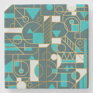Geometrische retro: minimalistisch kunstwerk Poste Stenen Onderzetter