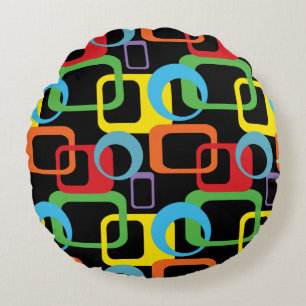 Geometrische Retro Multicolored Patroon Rond Kussen
