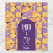 Geometrische Retro Vibes Herfst bruiloft Gift Wijn Etiket (Enkel label)