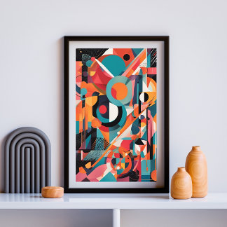 geometrische retroexplosie poster