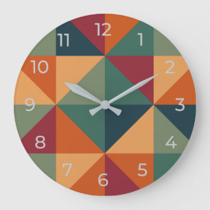 Geometrische retrokleuren wandklok grote klok