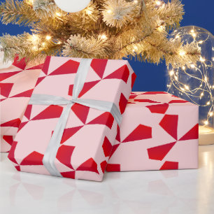 Geometrische rode drievoudige moderne en gedurfde cadeaupapier
