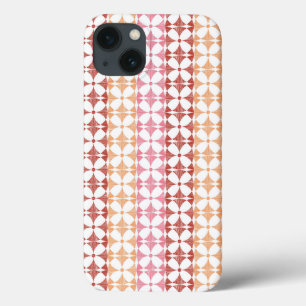 Geometrische rode ikat strepen patroon iPhone 13 hoesje