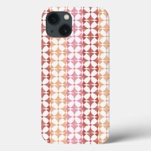 Geometrische rode ikat strepen patroon iPhone 13 hoesje