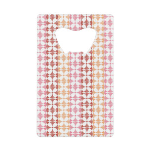 Geometrische rode ikat strepen patroon kredietkaart flessenopener