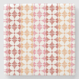 Geometrische rode ikat strepen patroon stenen onderzetter