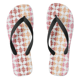 Geometrische rode ikat strepen patroon teenslippers