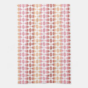 Geometrische rode ikat strepen patroon theedoek