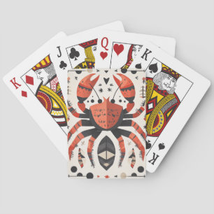 Geometrische rode krab illustratie pokerkaarten