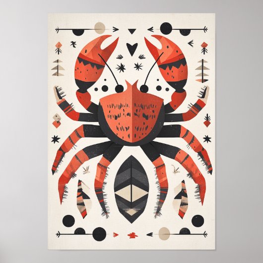 geometrische rode krab poster (Voorkant)