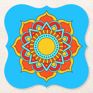 Geometrische rode mandala bloem-54567 kartonnen onderzetters