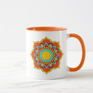 Geometrische rode mandala bloem-54567 mok