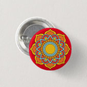 Geometrische rode mandala bloem-54567 ronde button 3,2 cm (Voorkant /achterkant)